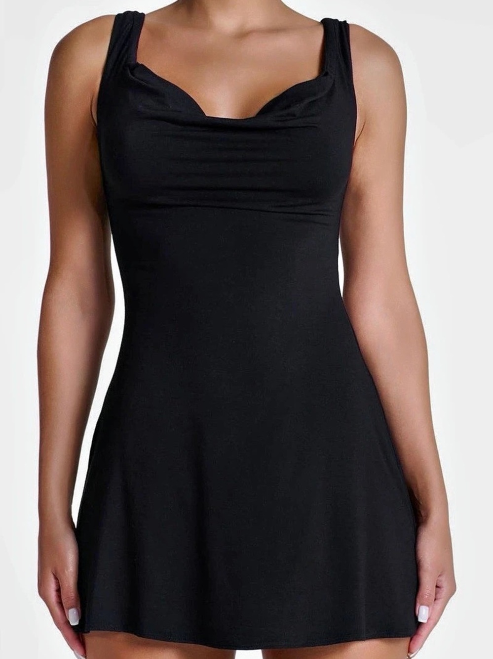Naked Wardrobe Smooth Stretch Jersey Mini Dress Black Size Small NWT